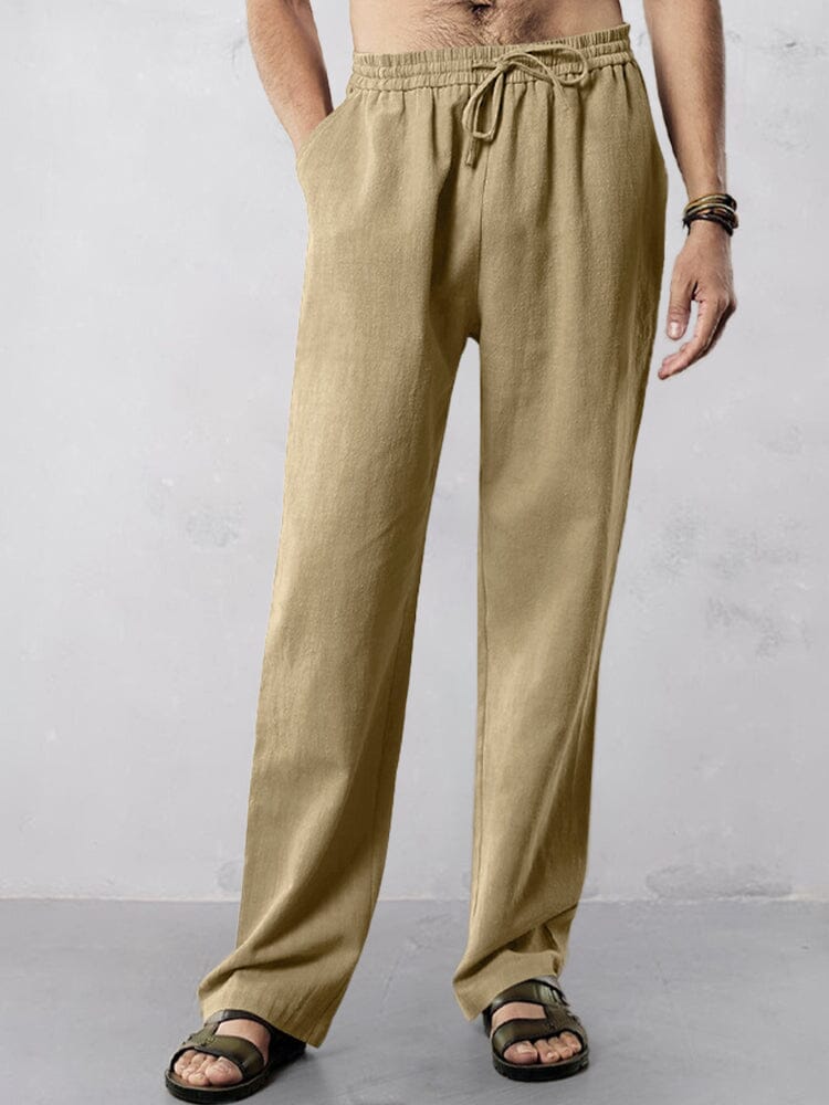 Casual Straight-Leg Cotton Linen Pants