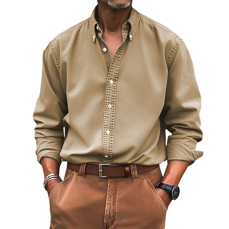 Men's Vintage Premium Washed Long Sleeve Shirt