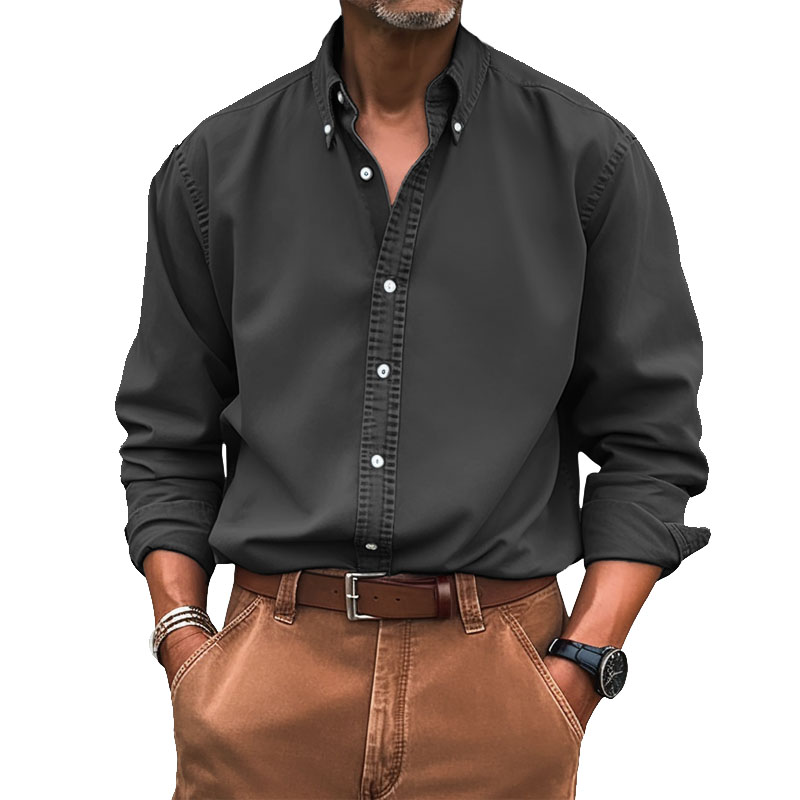 Men's Vintage Premium Washed Long Sleeve Shirt