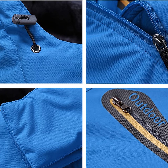 Men's Winter Outdoor Warm Fleece Lined Waterproof Windproof Jacket