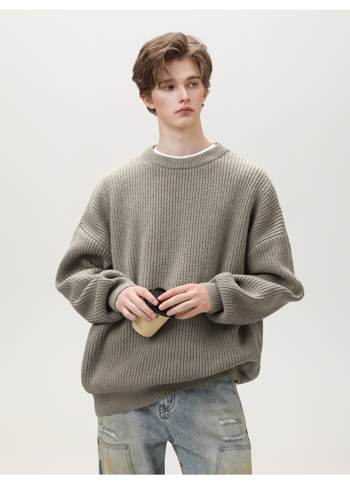 Men's Chunky-Knit Crew-Neck Sweater 