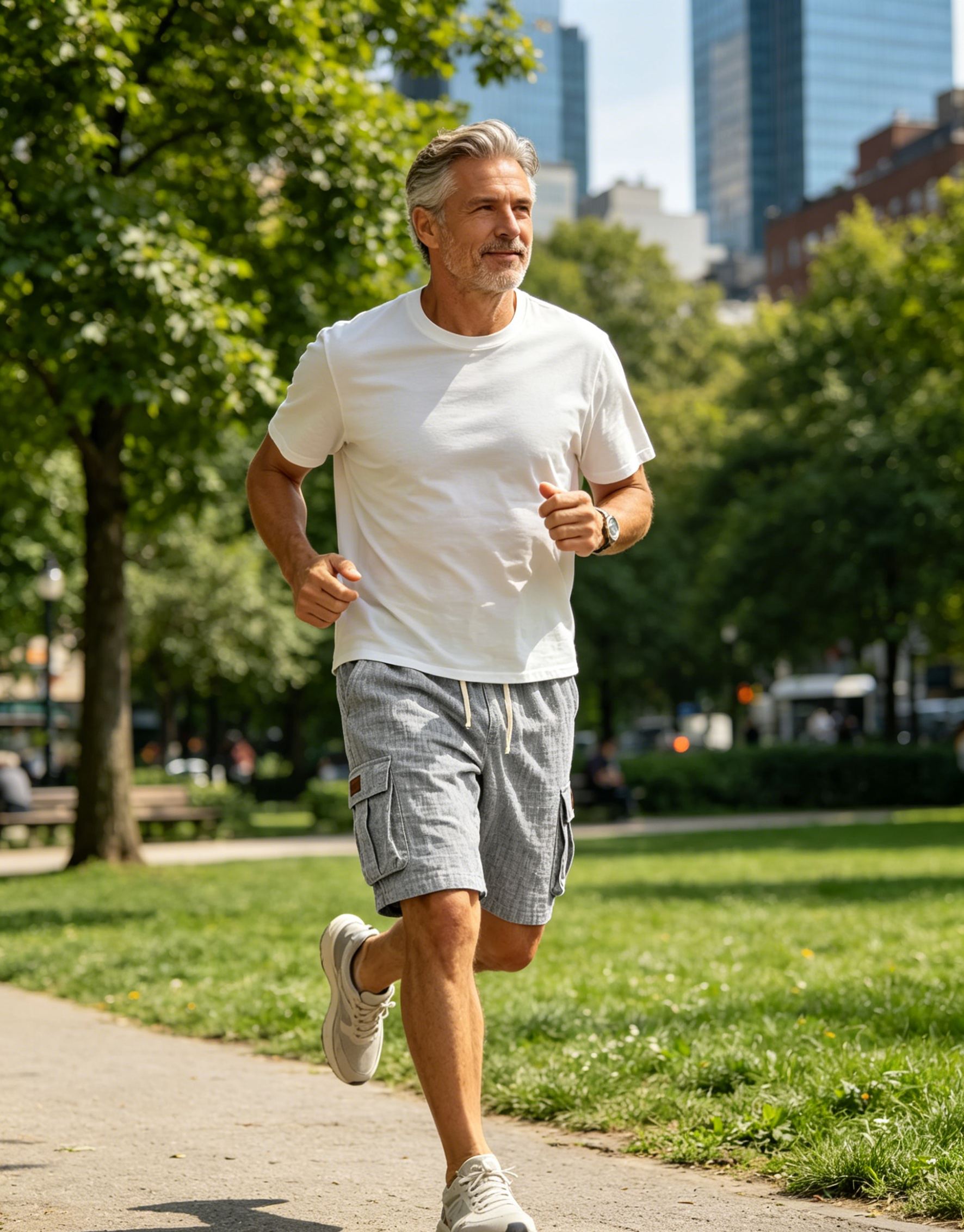 Men's Casual Linen Multi-Pocket Embroidered Logo Cargo Shorts