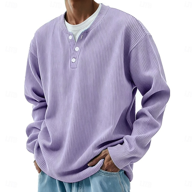 Men's solid color striped long-sleeved outdoor casual corduroy shirt