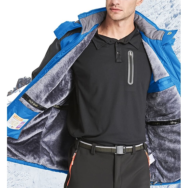 Men's Winter Outdoor Warm Fleece Lined Waterproof Windproof Jacket