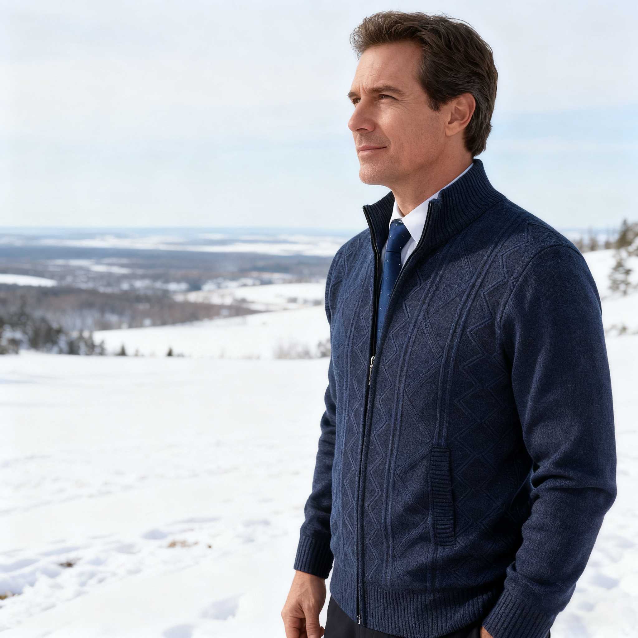 Men'S Knitted Top Slim High Neck Long Sleeve Sweater Cardigan Warm Coat Cardigan Mens Sweater Fall