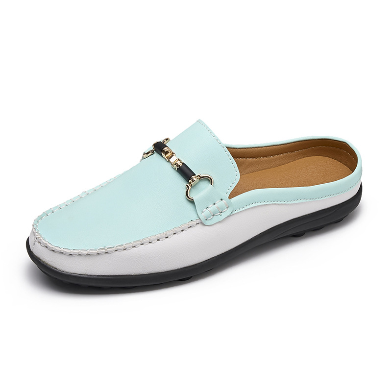 Italian Men Leather Slip-On Loafers Half Slippers Moccasins Walking Home Shoes