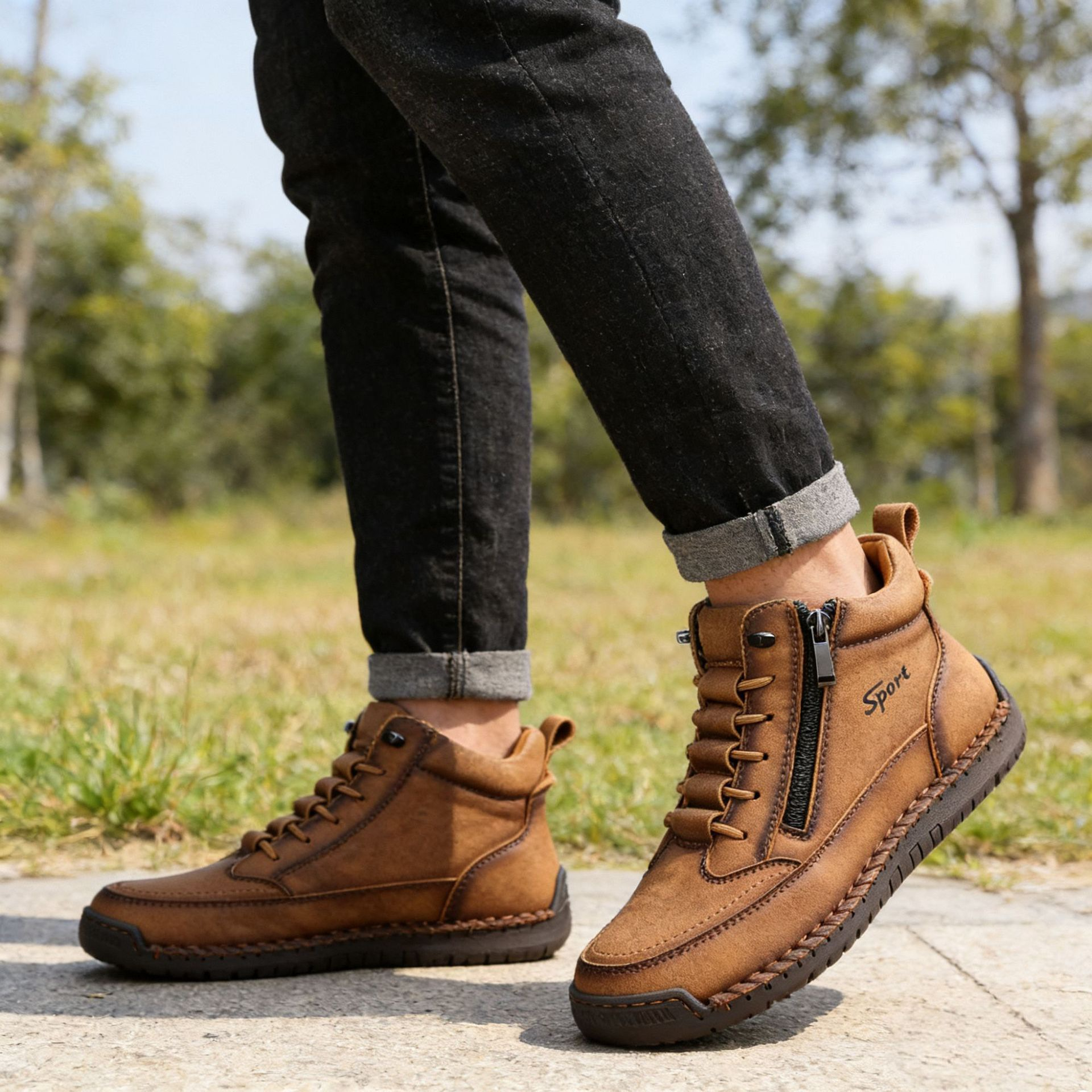 [Copy]Bottes décontractées en cuir pour hommes – Confortables pour la marche et la conduite (‑70% Offre Limitée)