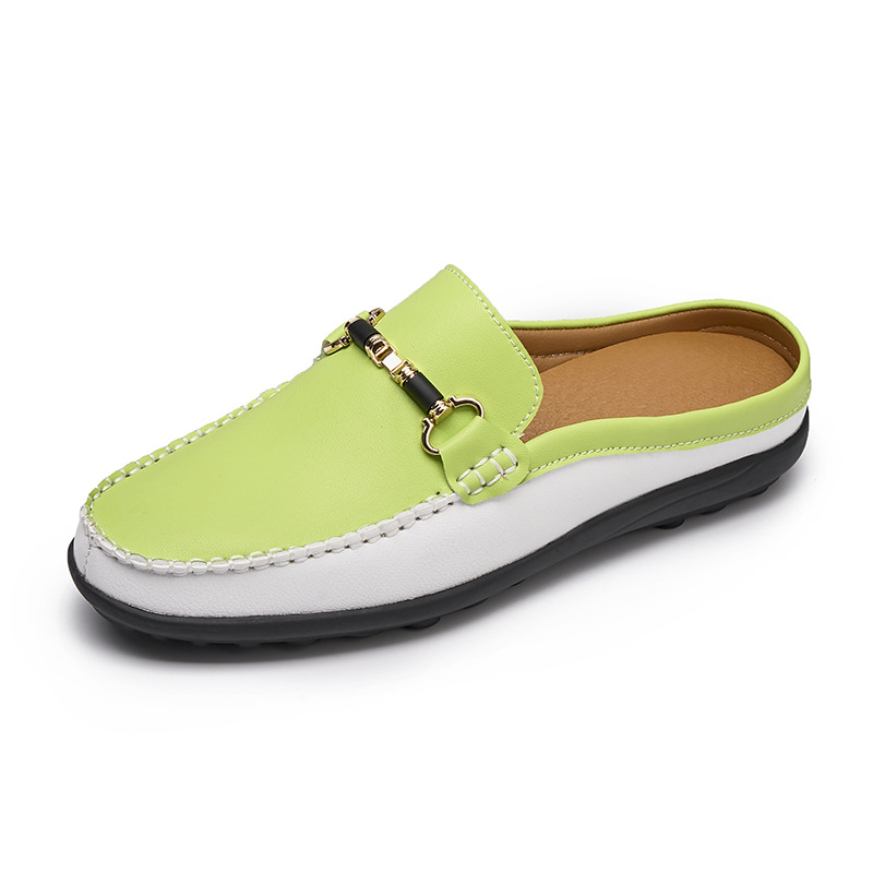 Italian Men Leather Slip-On Loafers Half Slippers Moccasins Walking Home Shoes