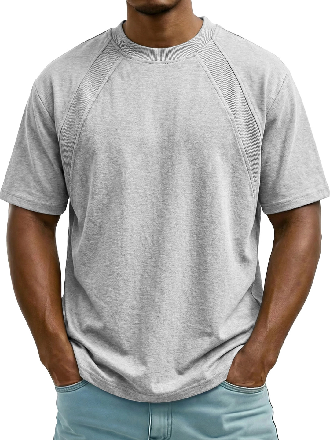 Men's Everyday Deconstructed Design Solid Color Round Neck Short-sleeved T-shirt