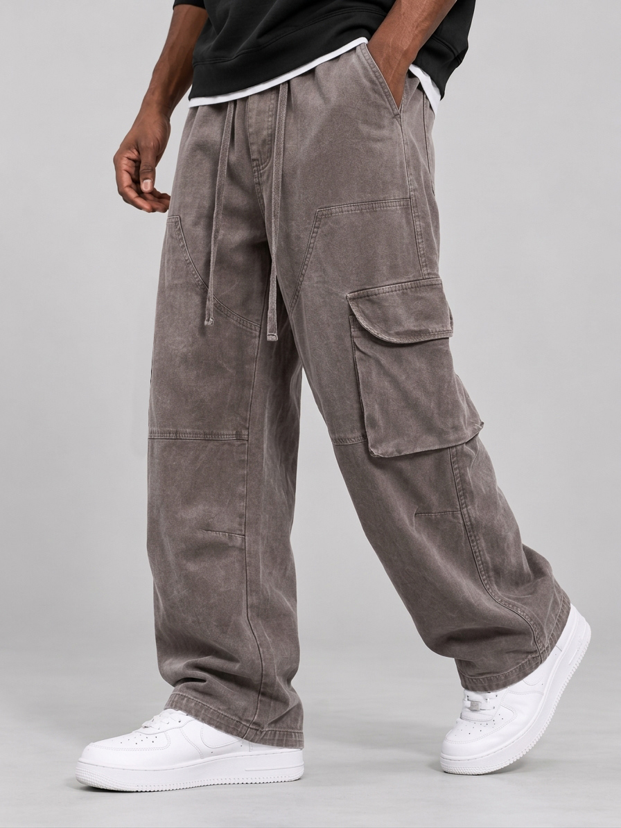 Men's Washed Cotton Cargo Pants – Relaxed Fit, Everyday Comfort