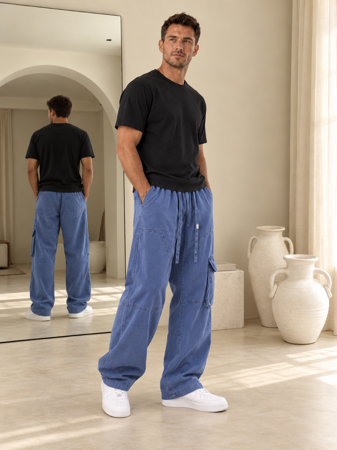 Men's Washed Cotton Cargo Pants – Relaxed Fit, Everyday Comfort
