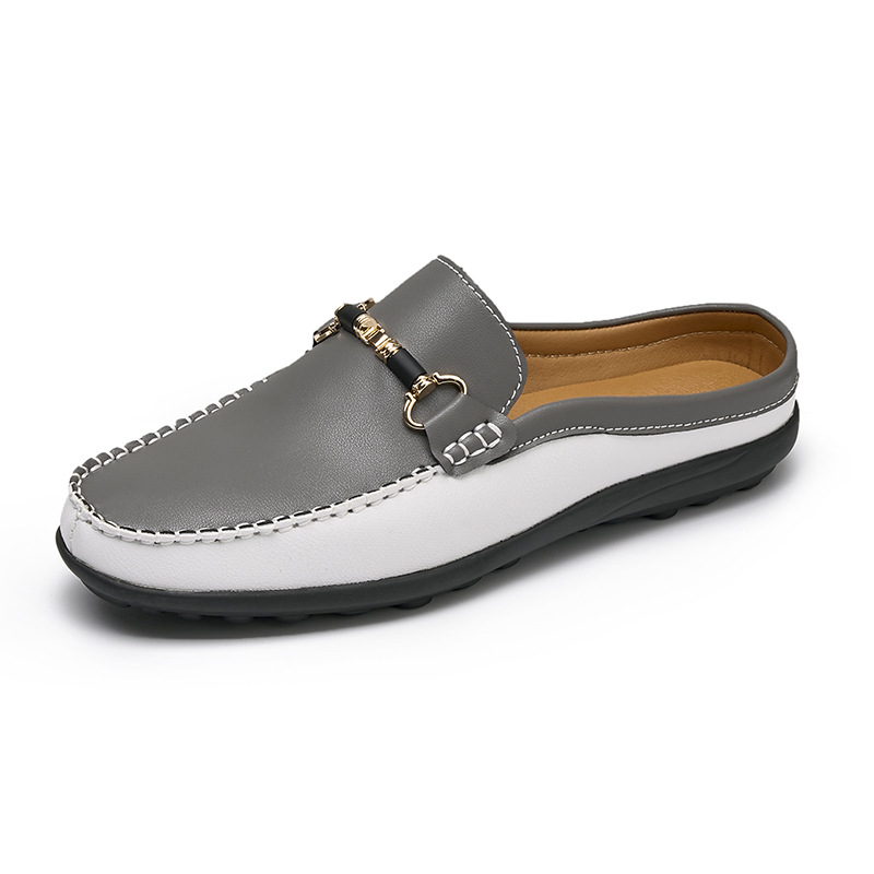 Italian Men Leather Slip-On Loafers Half Slippers Moccasins Walking Home Shoes