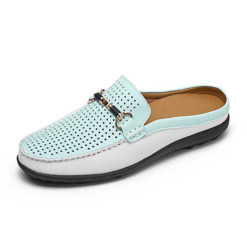 Italian Men Leather Slip-On Loafers Half Slippers Moccasins Walking Home Shoes