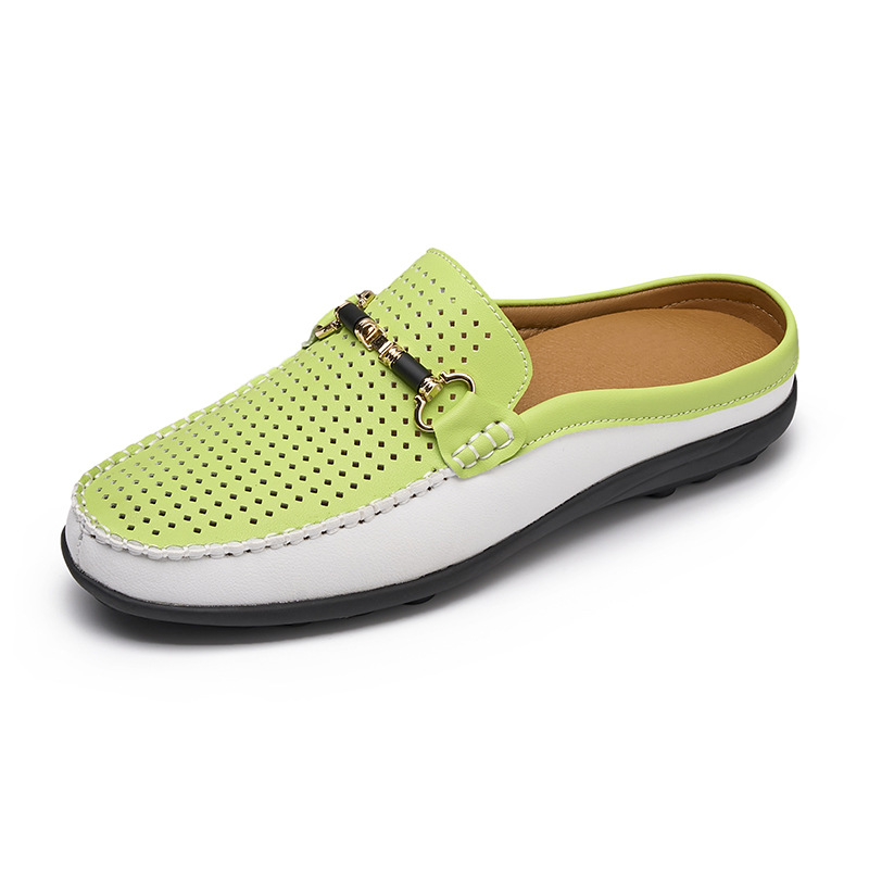 Italian Men Leather Slip-On Loafers Half Slippers Moccasins Walking Home Shoes