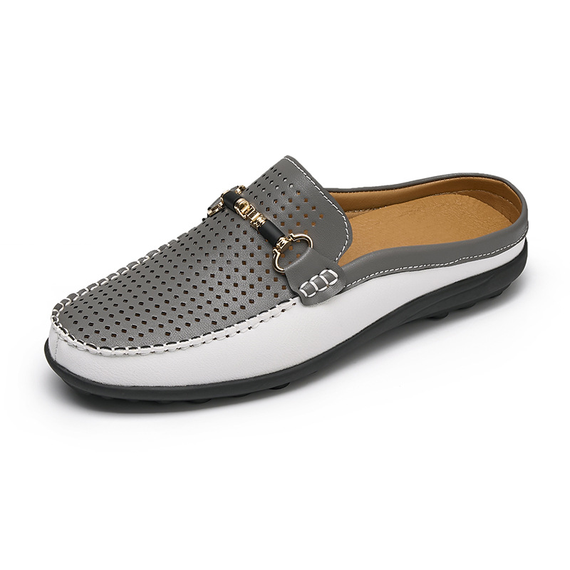 Italian Men Leather Slip-On Loafers Half Slippers Moccasins Walking Home Shoes