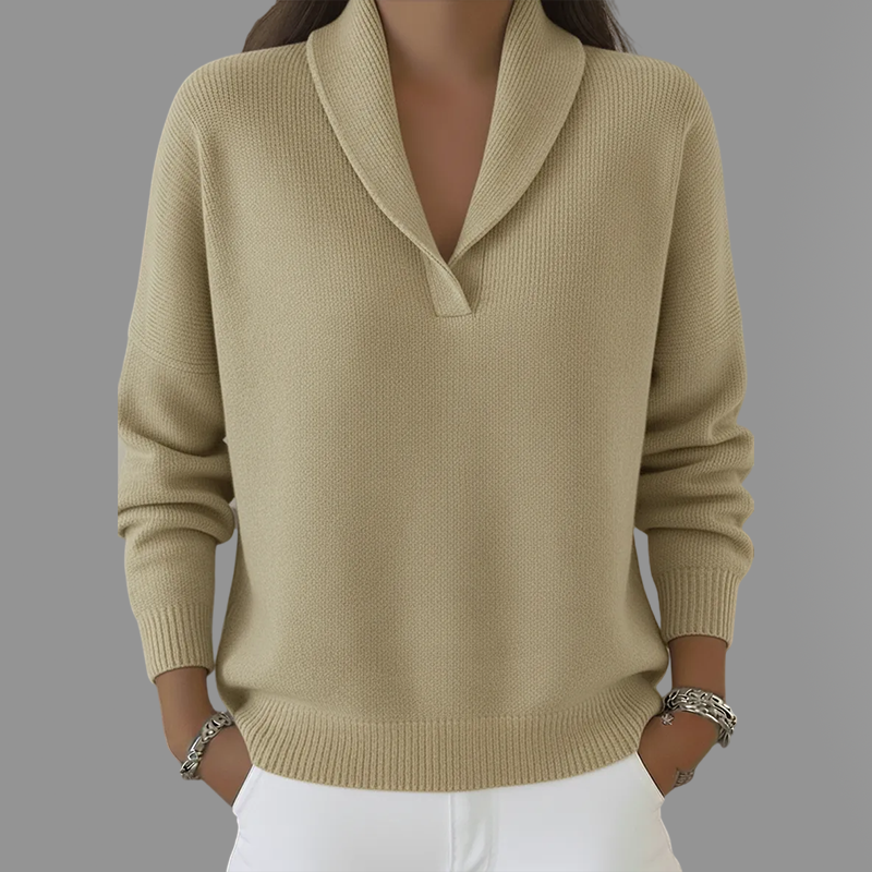 Last Day 70% Off - Elegant 80s Shawl Collar Solid Color Pullover Sweater Top