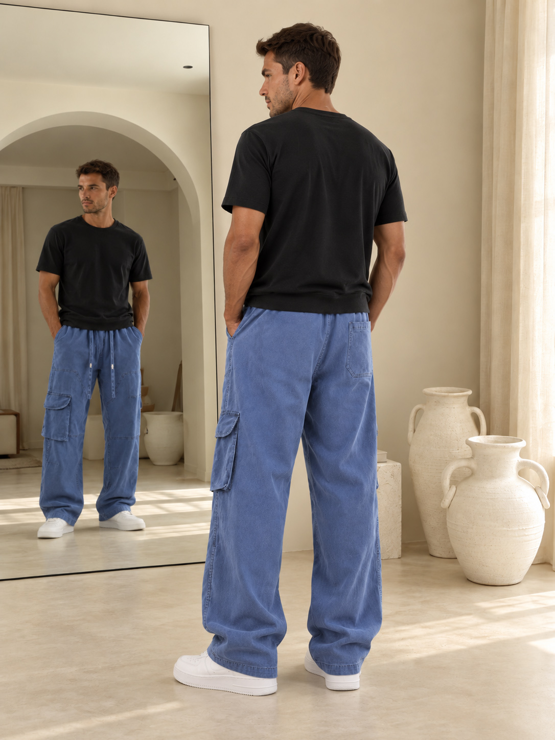 Men's Washed Cotton Cargo Pants – Relaxed Fit, Everyday Comfort