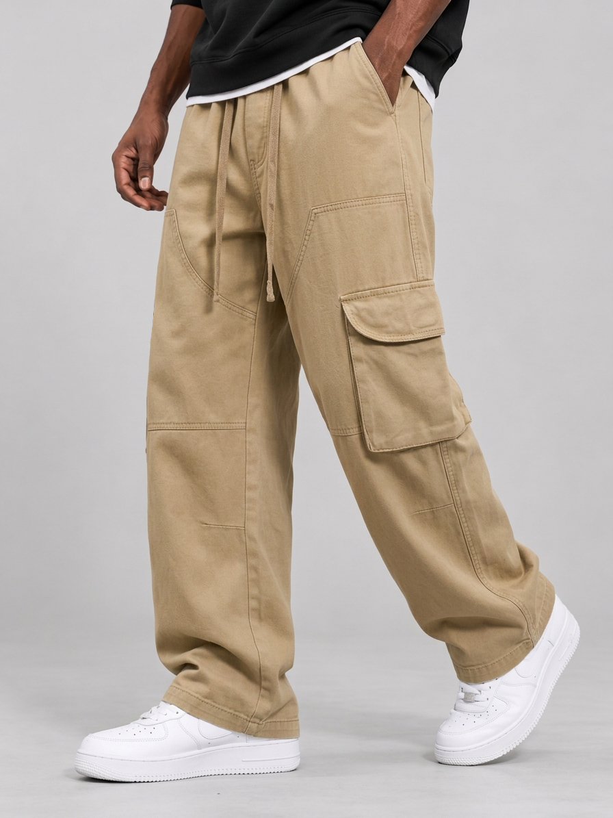 Men's Washed Cotton Cargo Pants – Relaxed Fit, Everyday Comfort