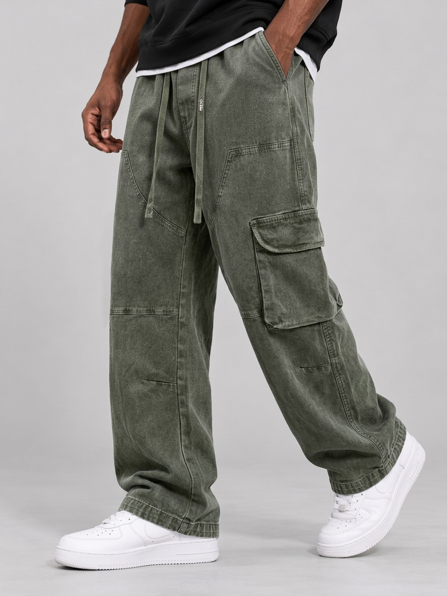 Men's Washed Cotton Cargo Pants – Relaxed Fit, Everyday Comfort