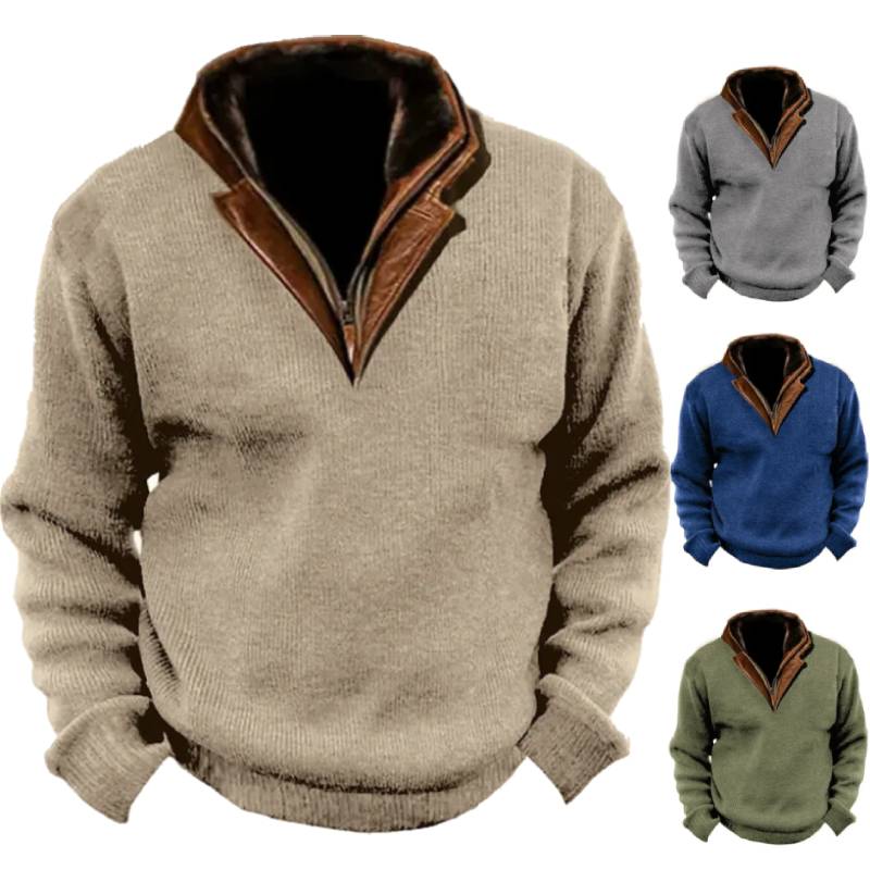 Men's Fall and Winter Outdoor Standing Collar Long Sleeve Sweatshirt - 1125