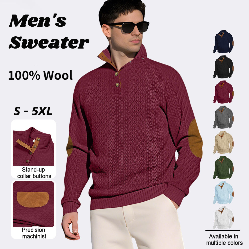 Men's Basic Corduroy Vintage Button Down Shirt with Elbow Patches
