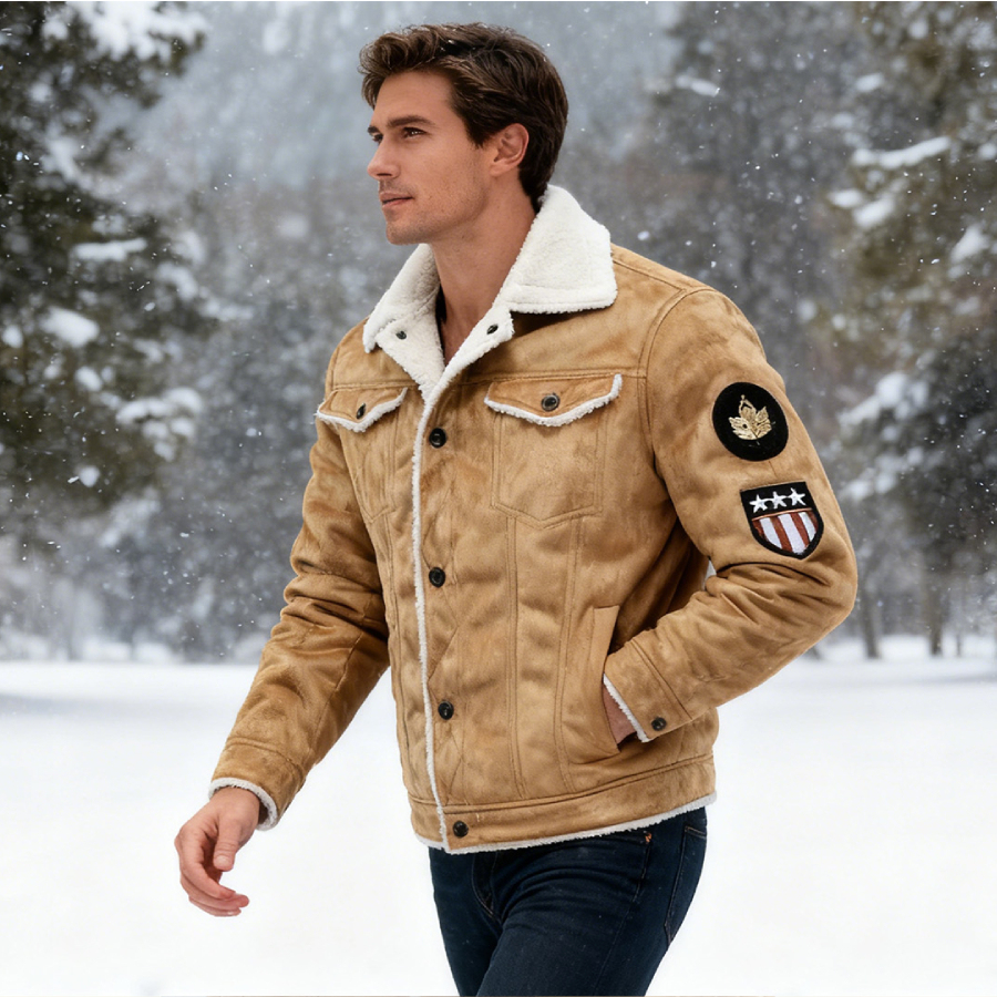 Harroom™ - 2025 New Men’s Slim-Fit Faux Shearling Suede Jacket with Warm Fleece Lining