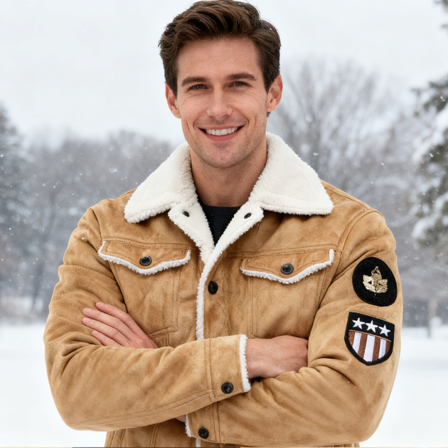 Harroom™ - 2025 New Men’s Slim-Fit Faux Shearling Suede Jacket with Warm Fleece Lining