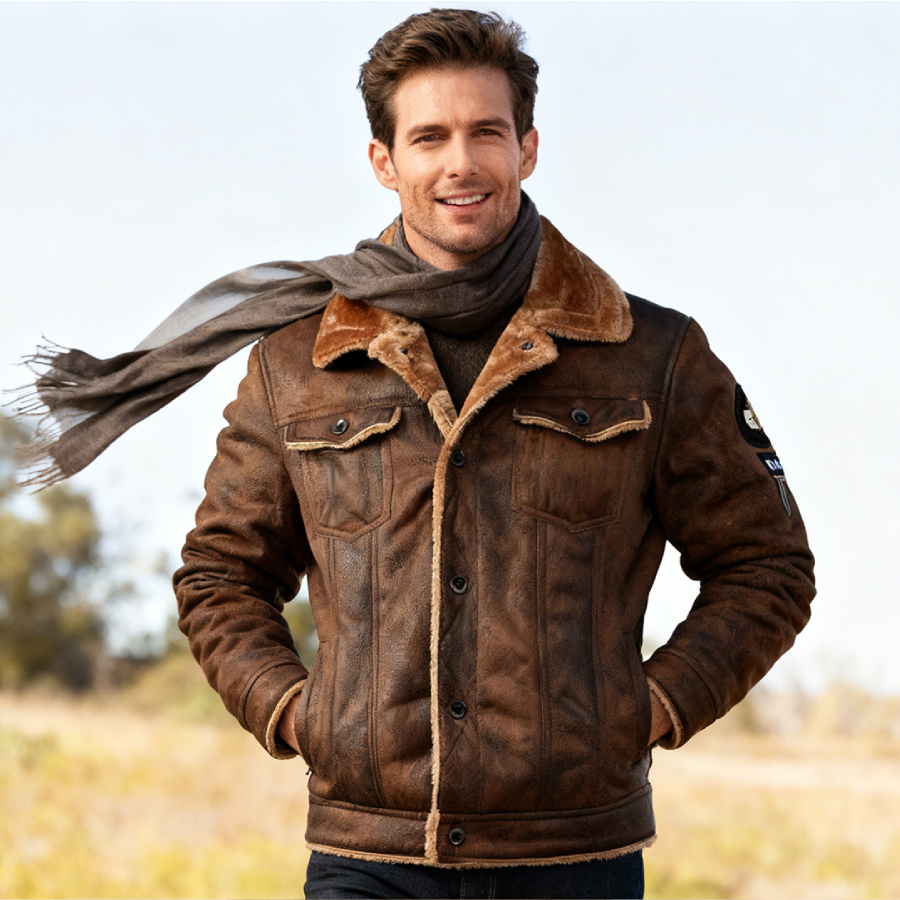 Harroom™ - 2025 New Men’s Slim-Fit Faux Shearling Suede Jacket with Warm Fleece Lining