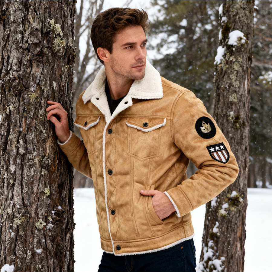 Harroom™ - 2025 New Men’s Slim-Fit Faux Shearling Suede Jacket with Warm Fleece Lining