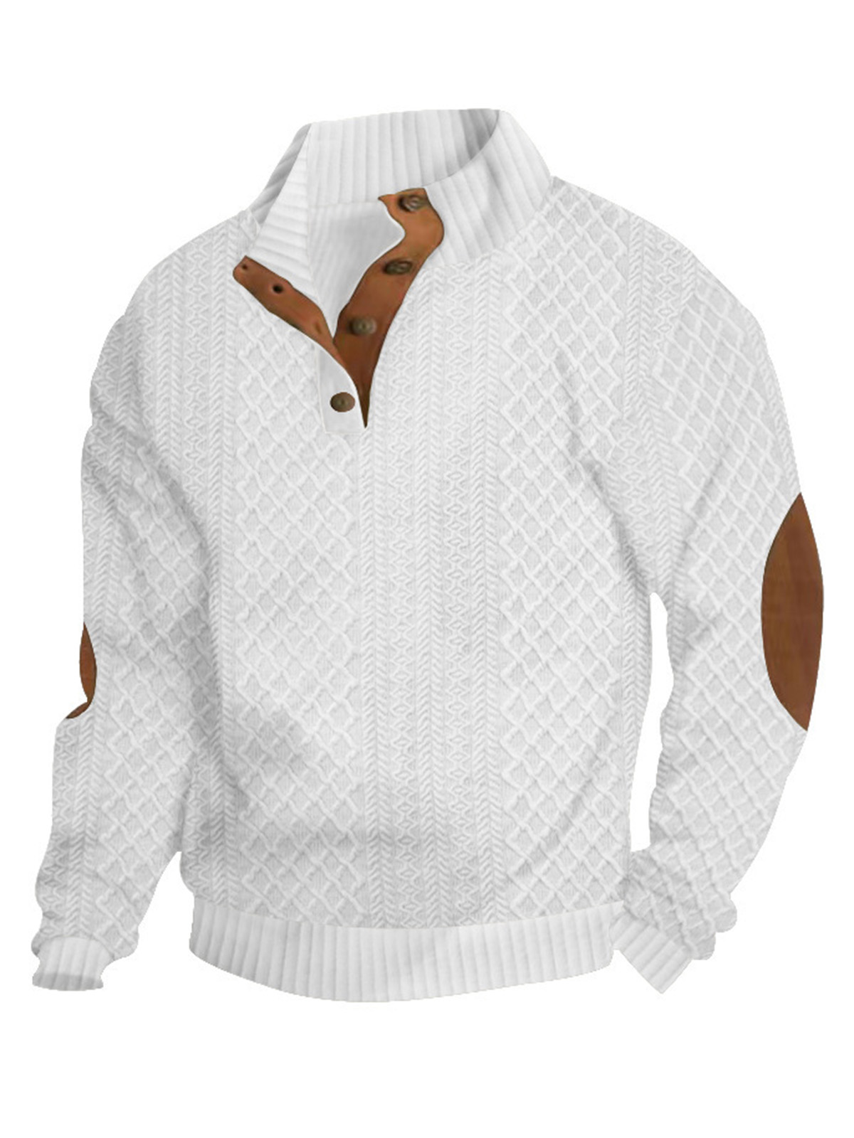 Autumn And Winter Jacquard Slim-fit Stand-collar Long-sleeved Pullover Sweatshirt