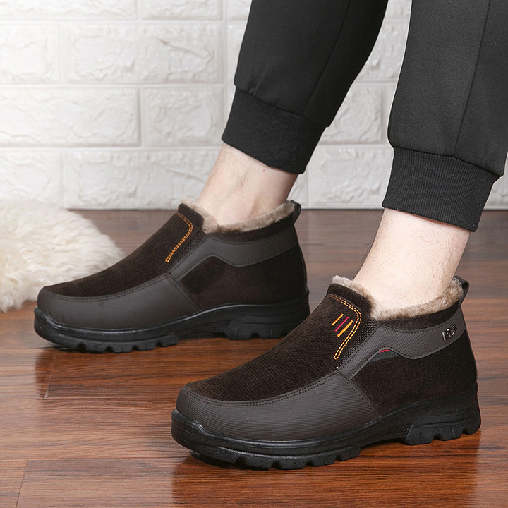 Men's Winter Fleece Waterproof Warm Non-Slip Orthopedic Shoes Snow Ankle Boots (Medical Certification)