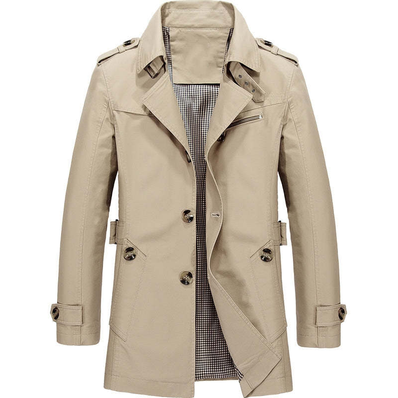 Men&rsquo;s Premium Mid-Length Trench Coat &ndash; Classic Business Outerwear