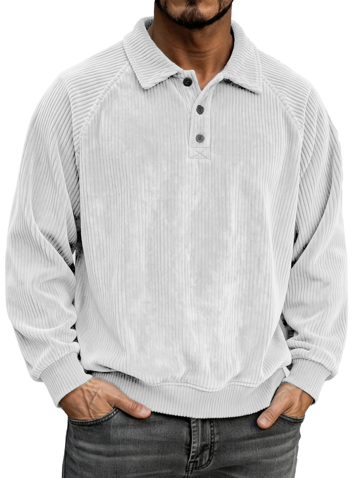 Men's Fashionable Retro Collared Long-Sleeve Polo Shirt
