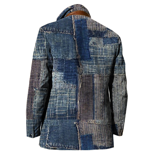 Men's Fashion Retro Patchwork Stand-Collar Long-Sleeve Jacket
