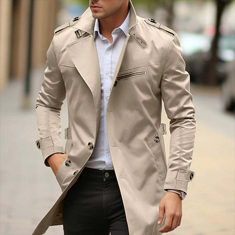 Men&rsquo;s Premium Mid-Length Trench Coat &ndash; Classic Business Outerwear