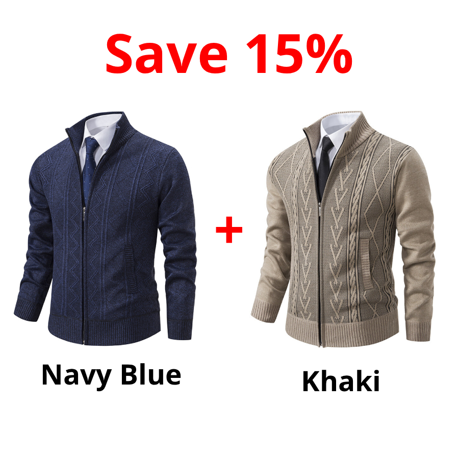 Men'S Knitted Top Slim High Neck Long Sleeve Sweater Cardigan Warm Coat Cardigan Mens Sweater Fall