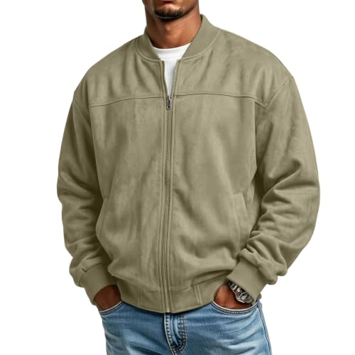 🔥HOT SALE — Men's Suede Stand-Collar Zip-Up Jacket