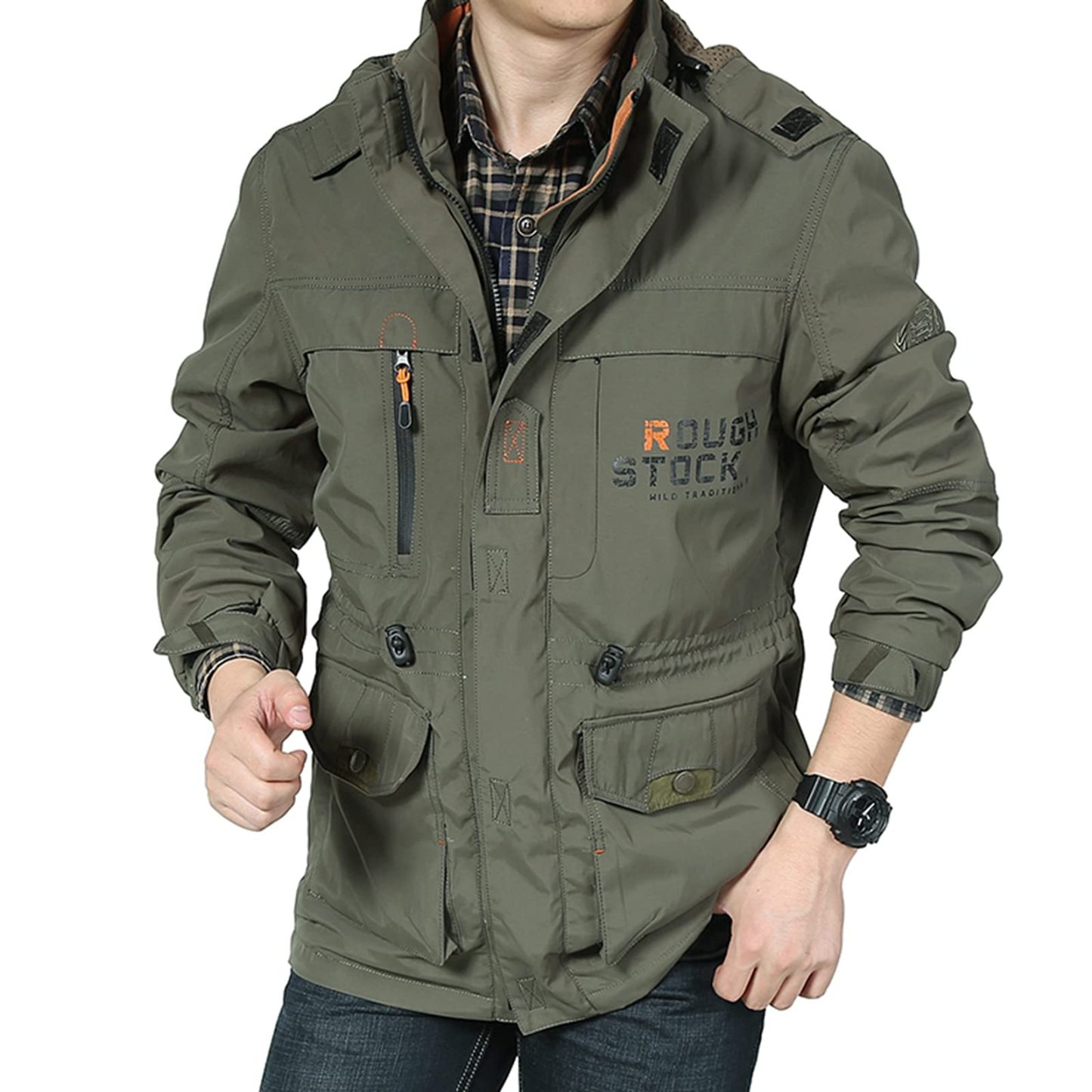 Men's Mountain Waterproof Jacket Stand Collar Military Jackets Winter Warm Hooded Coat