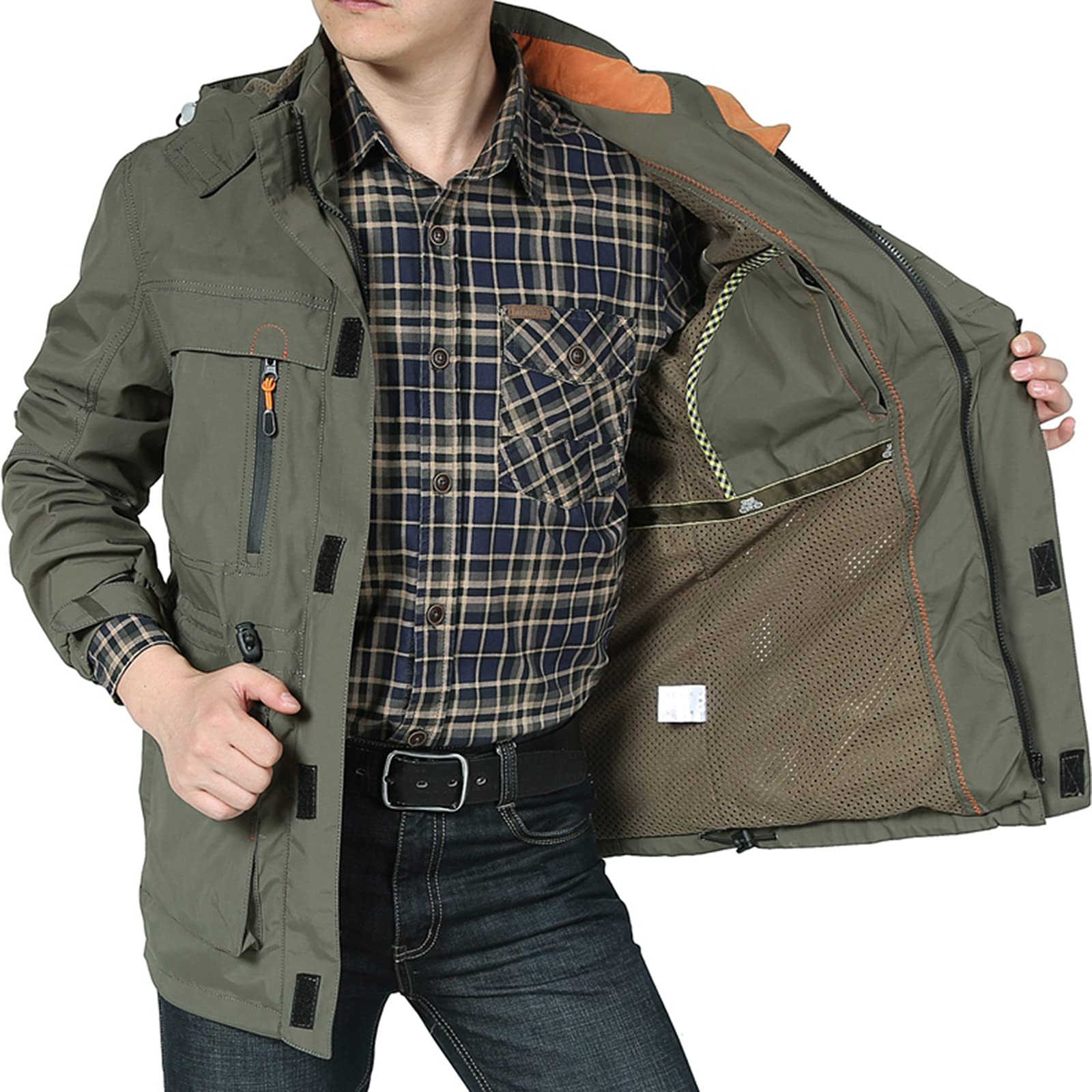 Men's Mountain Waterproof Jacket Stand Collar Military Jackets Winter Warm Hooded Coat