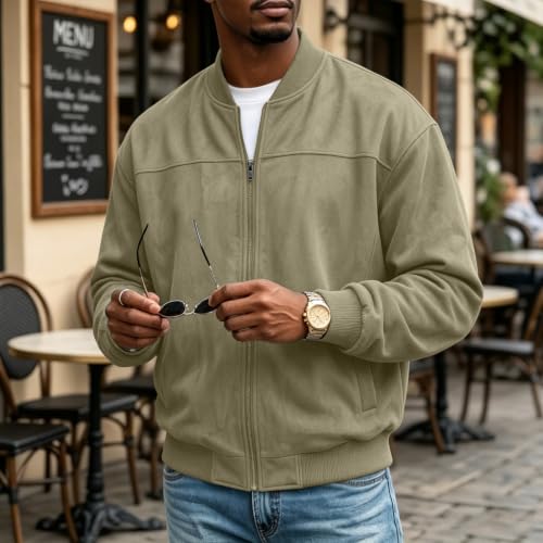 🔥HOT SALE — Men's Suede Stand-Collar Zip-Up Jacket