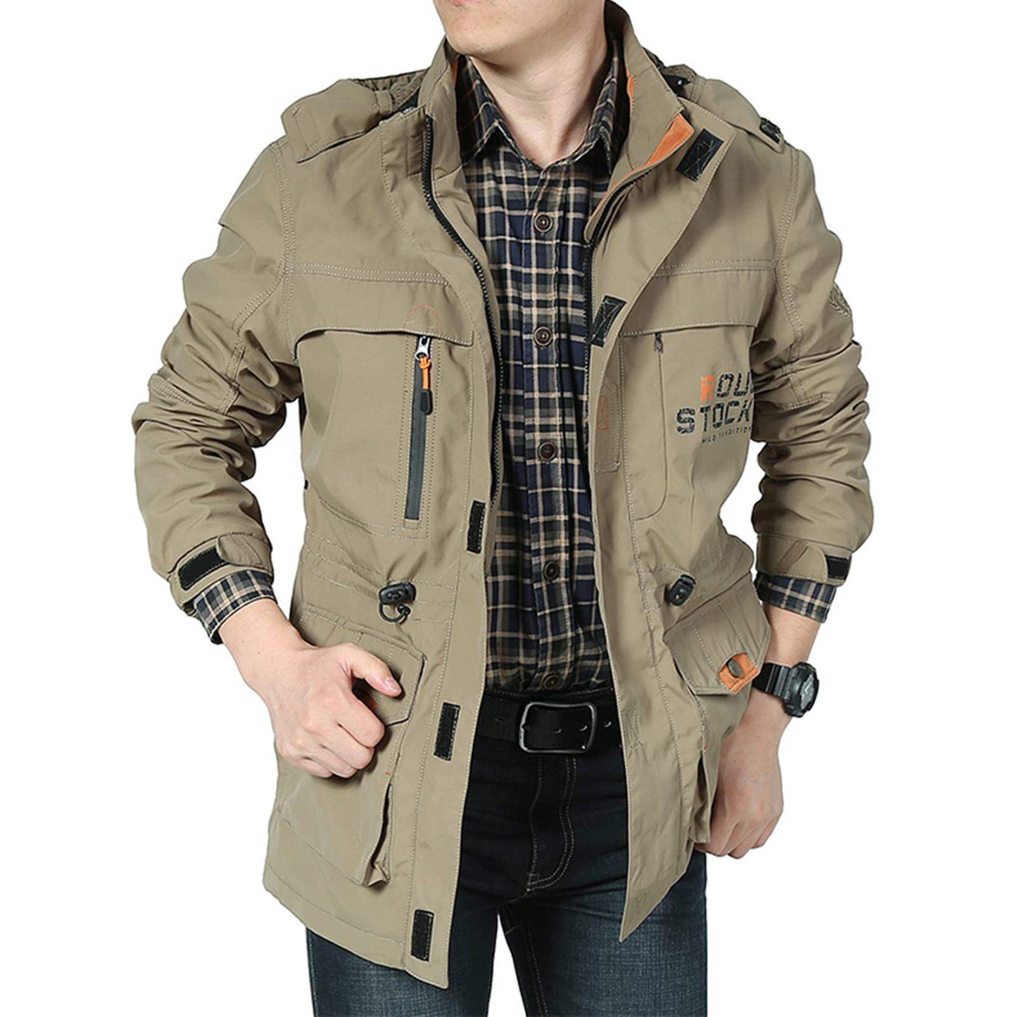 Men's Mountain Waterproof Jacket Stand Collar Military Jackets Winter Warm Hooded Coat