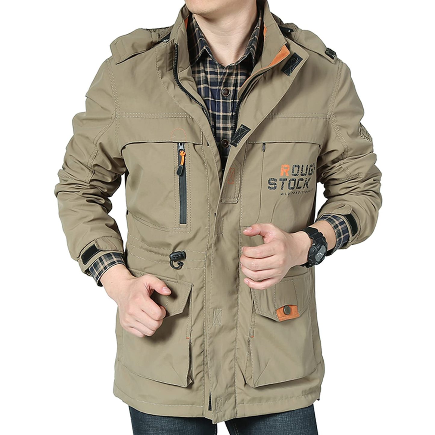 Men's Mountain Waterproof Jacket Stand Collar Military Jackets Winter Warm Hooded Coat