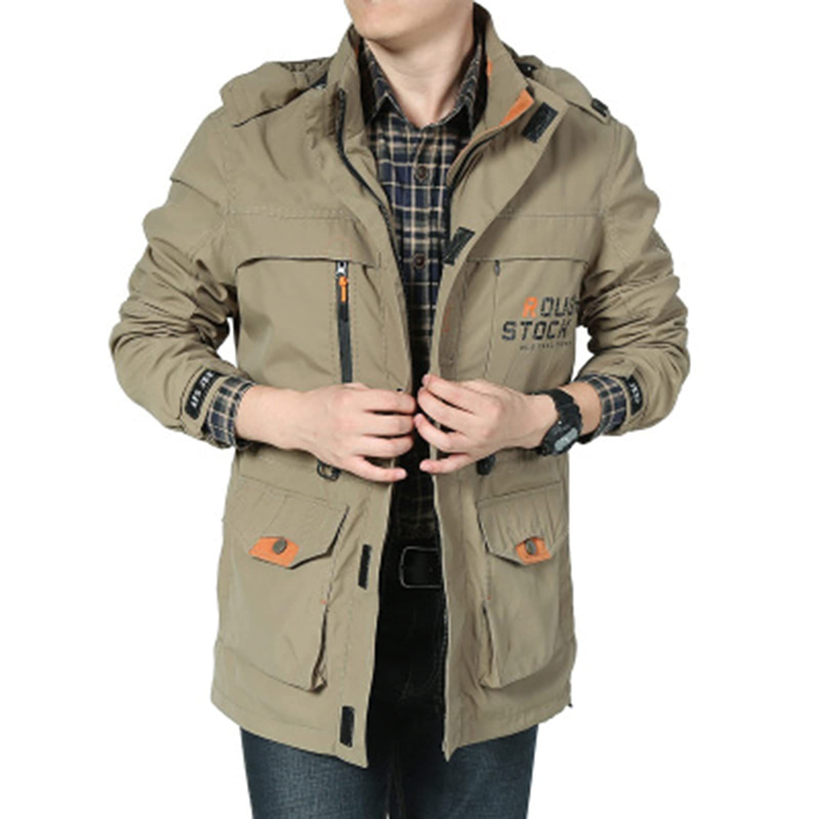 Men's Mountain Waterproof Jacket Stand Collar Military Jackets Winter Warm Hooded Coat