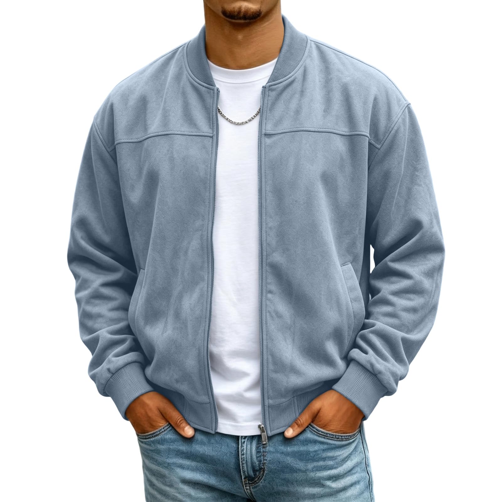 🔥HOT SALE — Men's Suede Stand-Collar Zip-Up Jacket