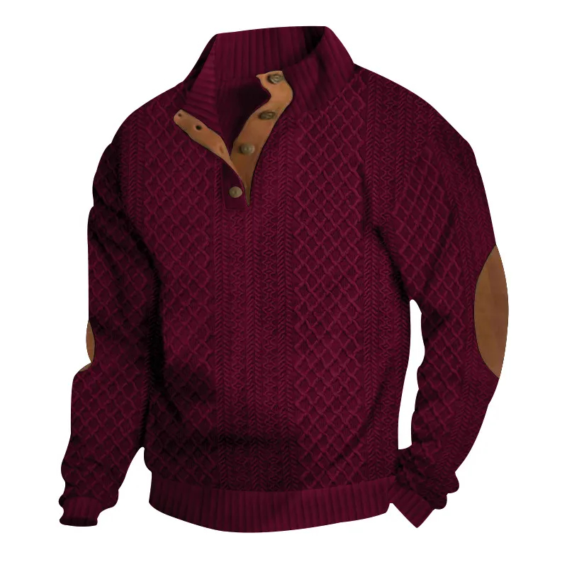Men's Basic Corduroy Vintage Button Down Shirt with Elbow Patches