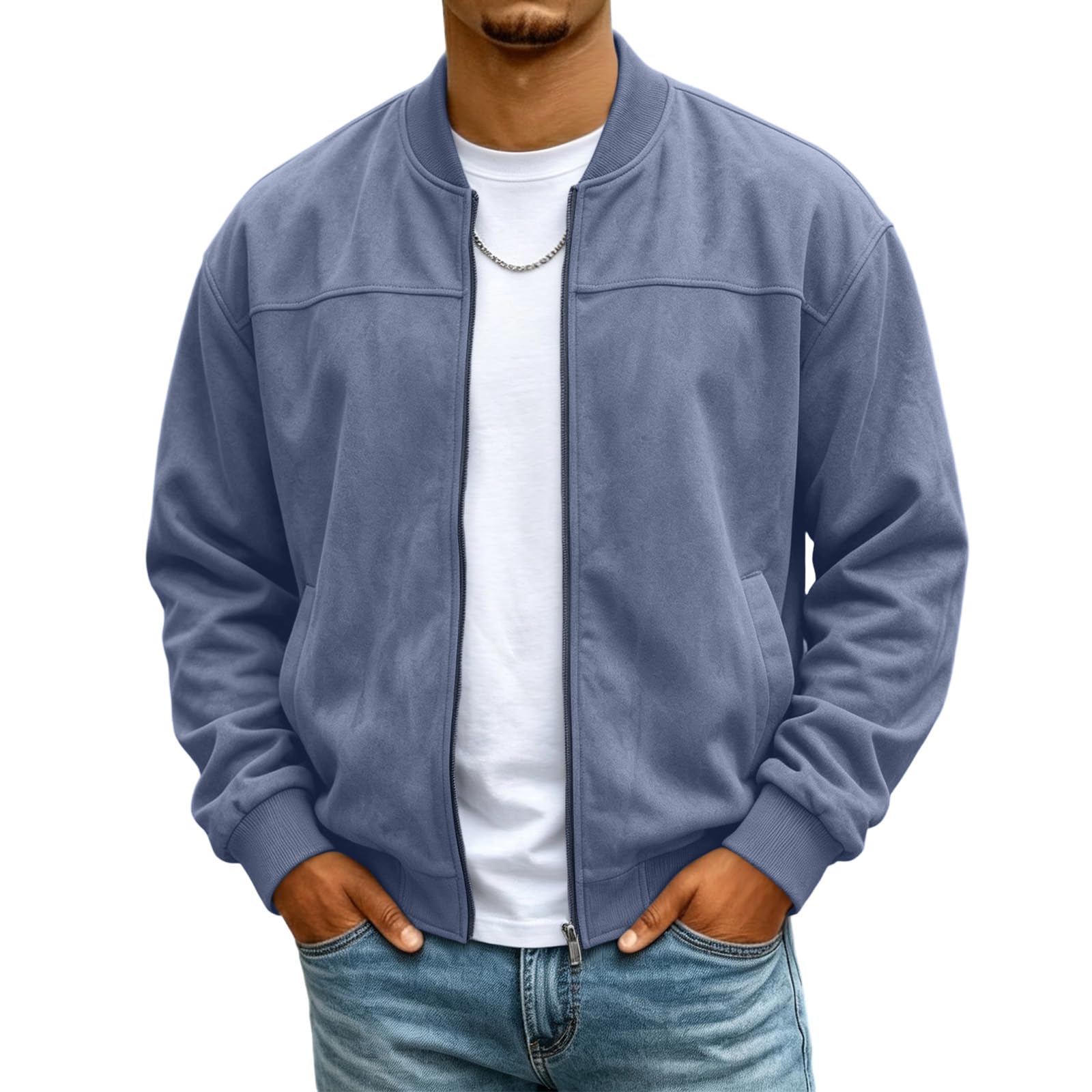 🔥HOT SALE — Men's Suede Stand-Collar Zip-Up Jacket