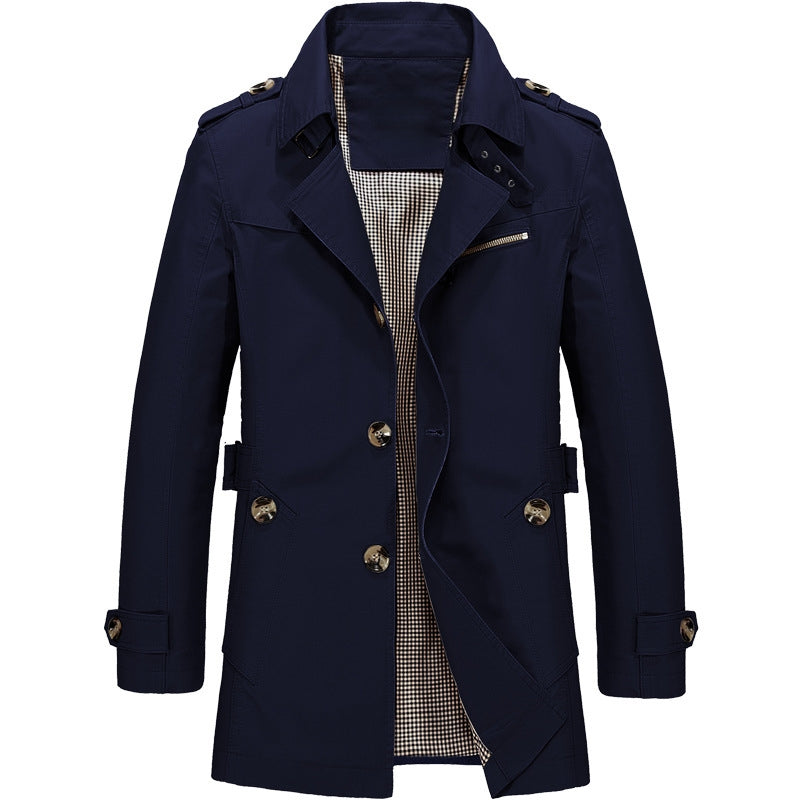 Men’s Premium Mid-Length Trench Coat – Classic Business Outerwear