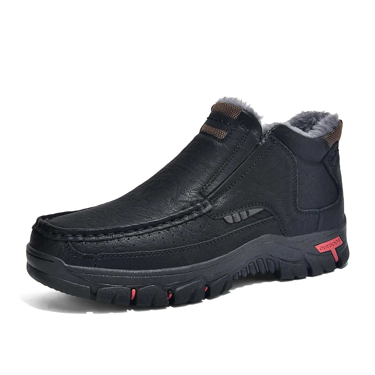 BIG SALE! Mens Comfortable Leather Moccasin Chukka Boots Non-Slip Outdoor Work Boots
