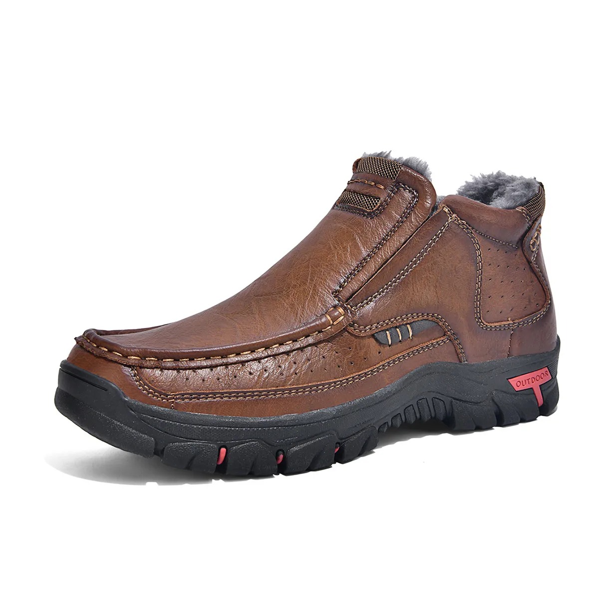 BIG SALE! Mens Comfortable Leather Moccasin Chukka Boots Non-Slip Outdoor Work Boots