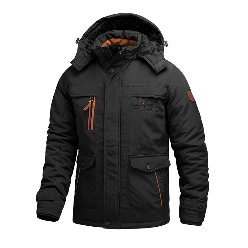 Men's Mountain Waterproof Jacket Stand Collar Military Jackets Winter Warm Hooded Coat